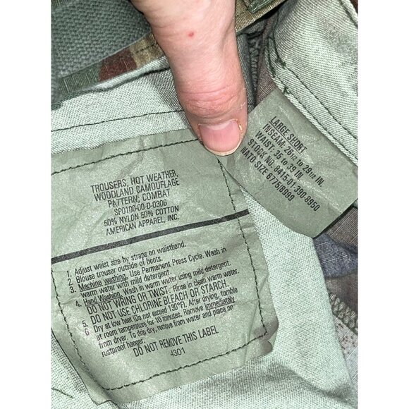 US Army Hot Weath Trouser Military Woodland BDU Cargo 50/50 Surplus Mens L-Short - Picture 7 of 7